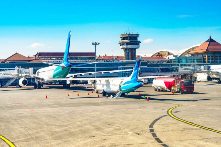 Bali-airport-Outside-view-with-airplanes